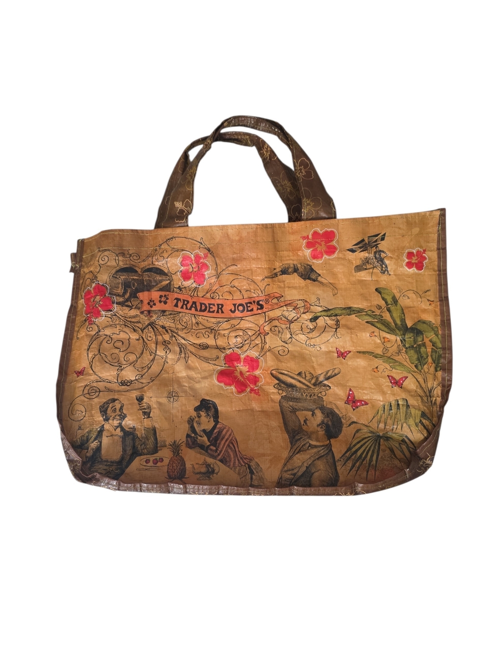 Trader Joe's Brown Floral-Print Reusable Tote